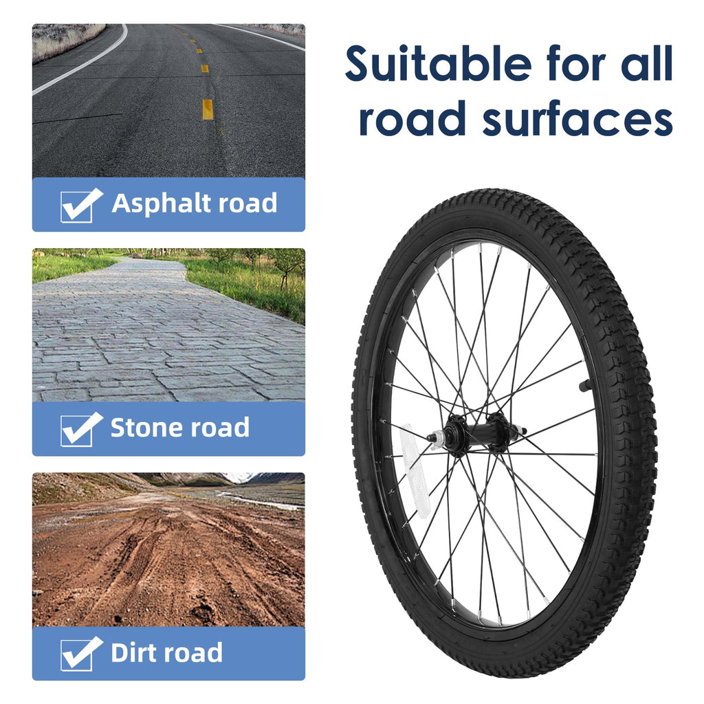 Kids Bike Front Wheels Replacement with Solid Air Rubber Tire and Inner Tube L84297