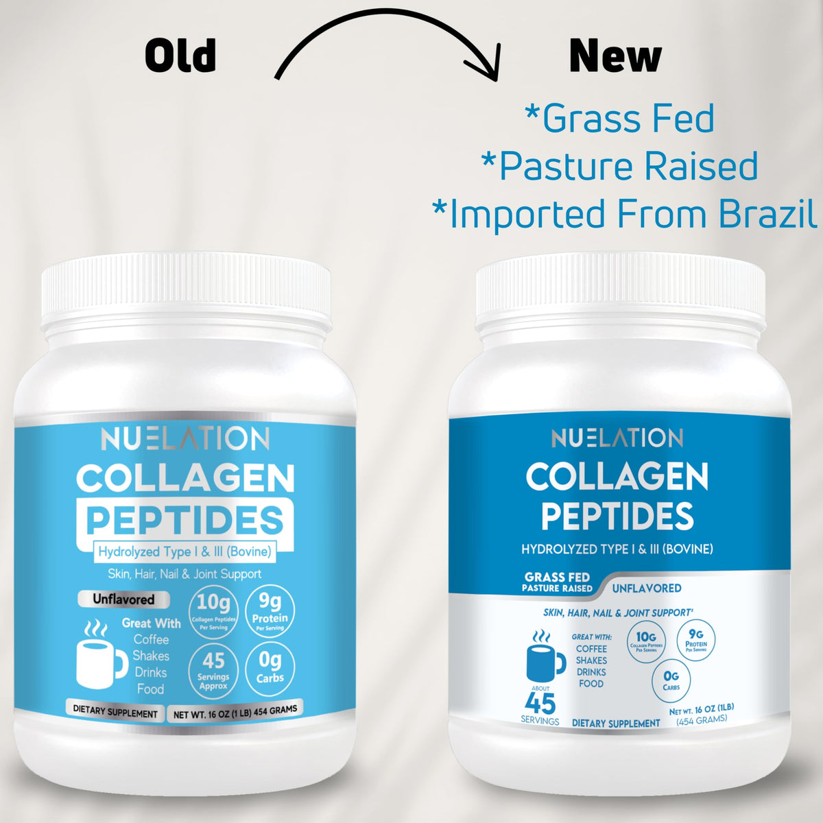 Grass Fed Hydrolyzed Bovine Collagen Peptides Powder 1LB Unflavored Z198264