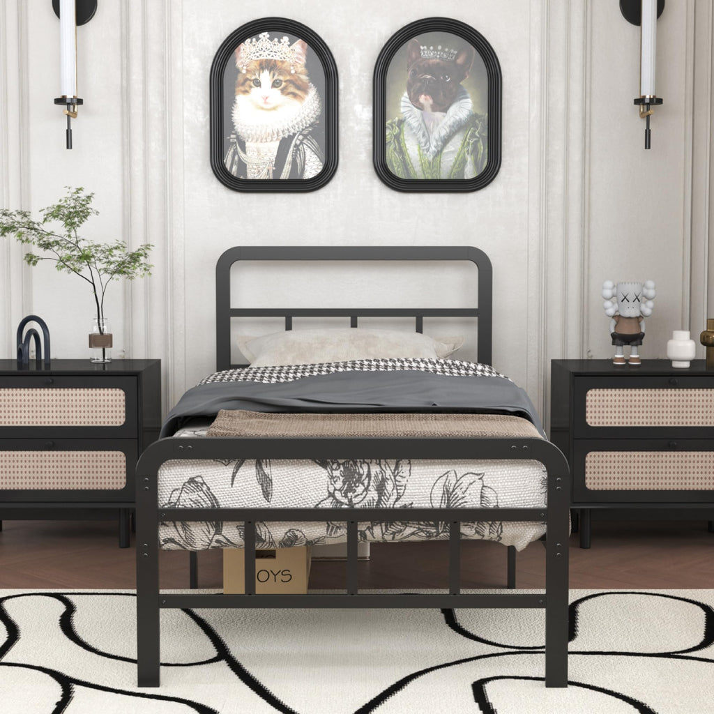 Twin Platform Bed Frame with Headboard and Footboard S6635
