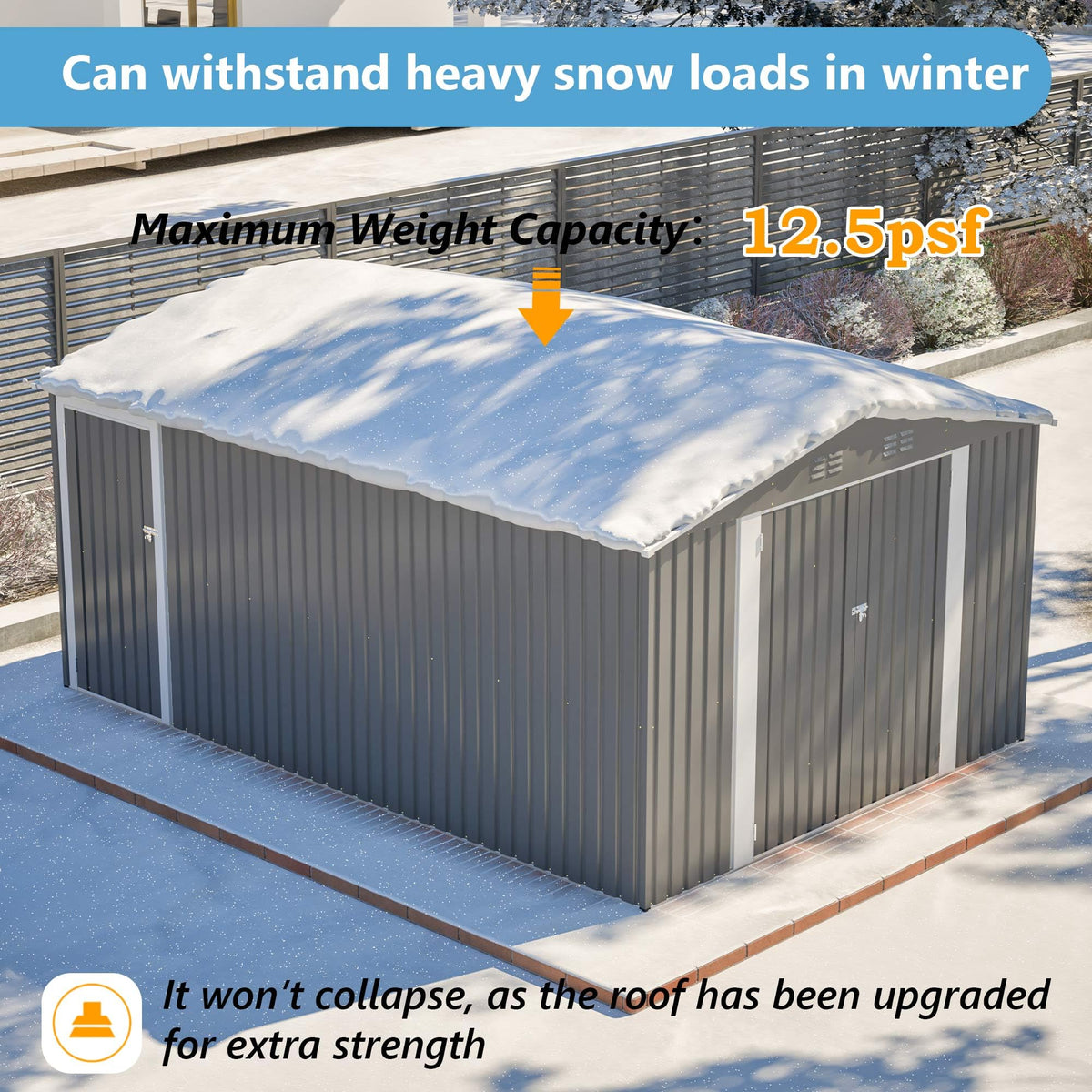 10x14 FT Light Gray Metal Storage Shed N853711