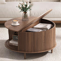 Round Coffee Table with Storage, 31.5", Walnut X5763