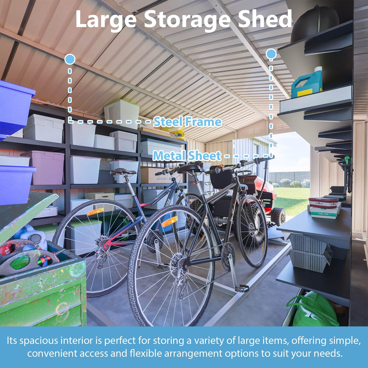 10x14 FT Light Gray Metal Storage Shed N853711
