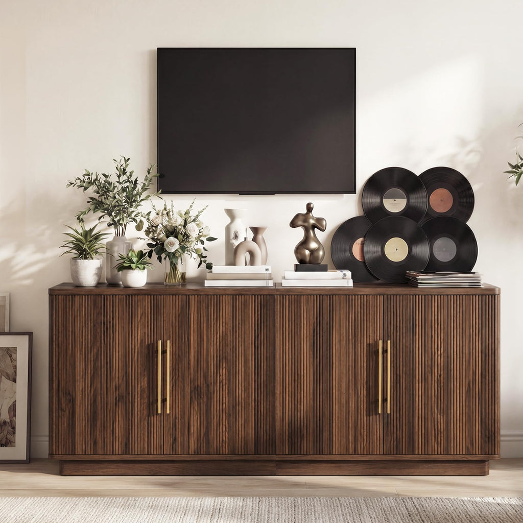 70" TV Stand with 4 Fluted Doors Y5496