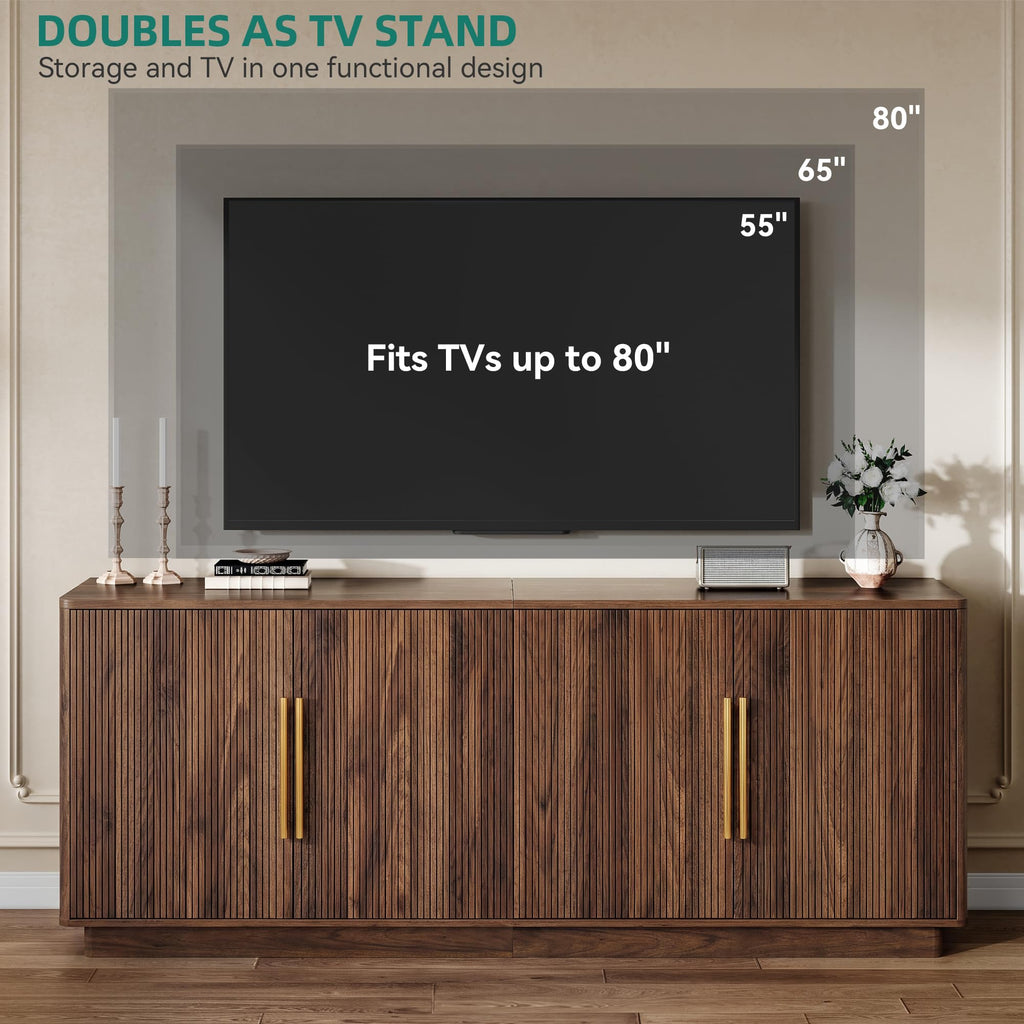 70" TV Stand with 4 Fluted Doors Y5496