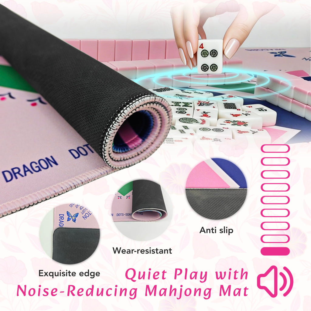 Pink Mahjong Game Set with 166 Tiles, Mat, 4 Racks and Bag V383