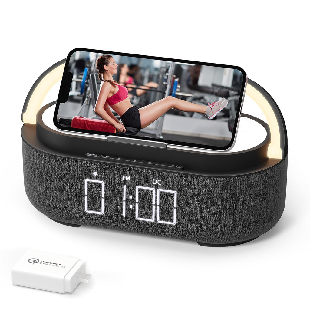 Bluetooth Speaker with Wireless Charger FM Radio LED Light O3185