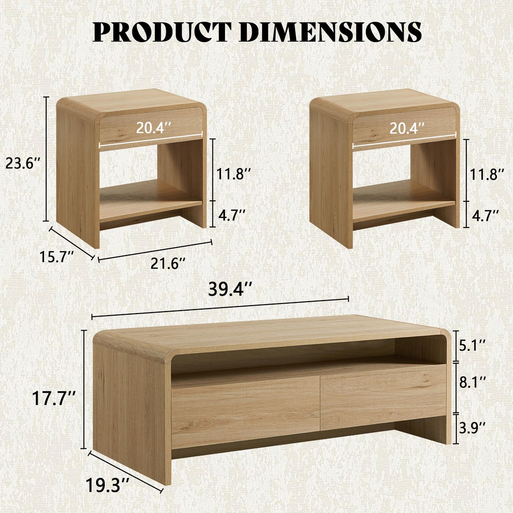 3-Piece Coffee Table Set with 2 End Tables U604673