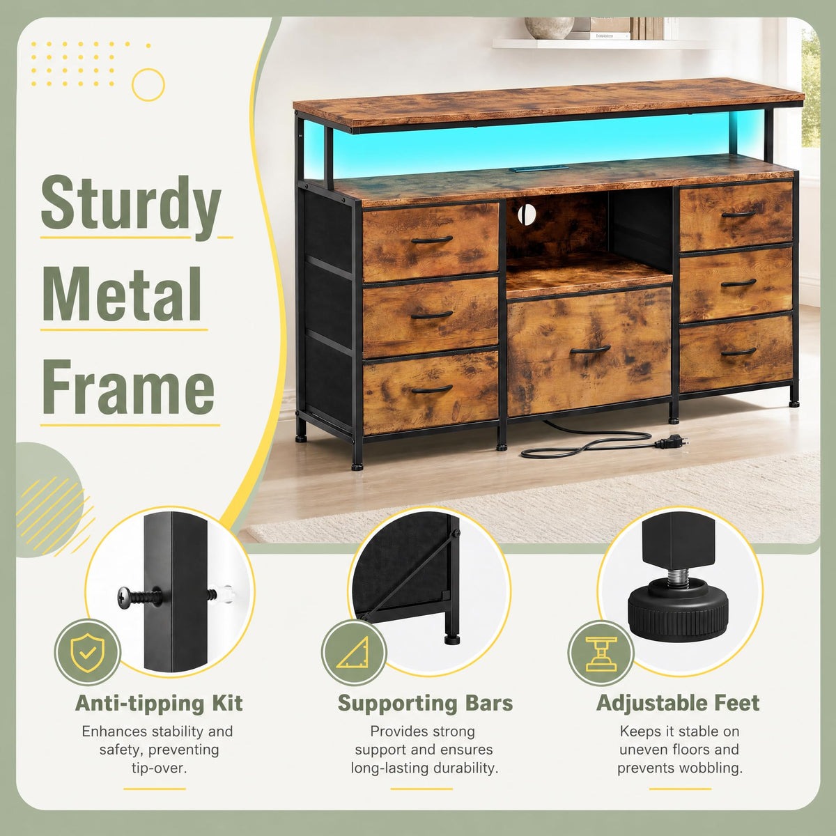 Dresser TV Stand with 7 Drawers G230423
