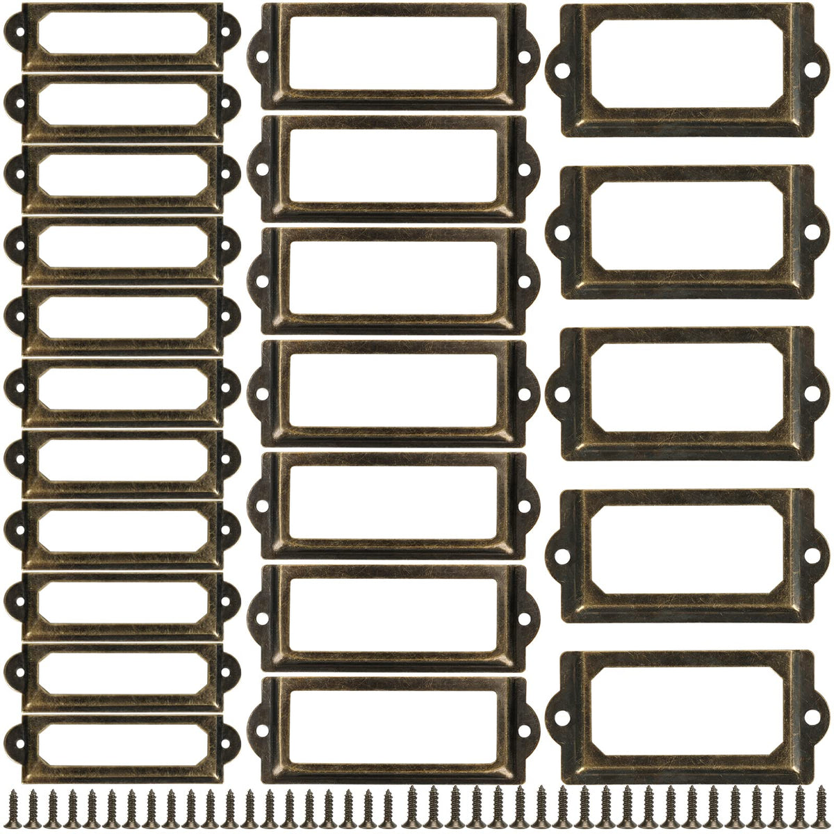 60 Pcs Metal Label Holders, 3 Sizes F752