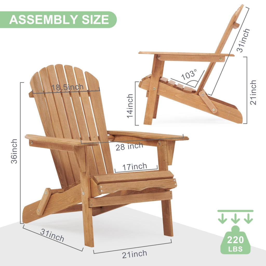 Wooden Folding Adirondack Chair Set of 2 Z317