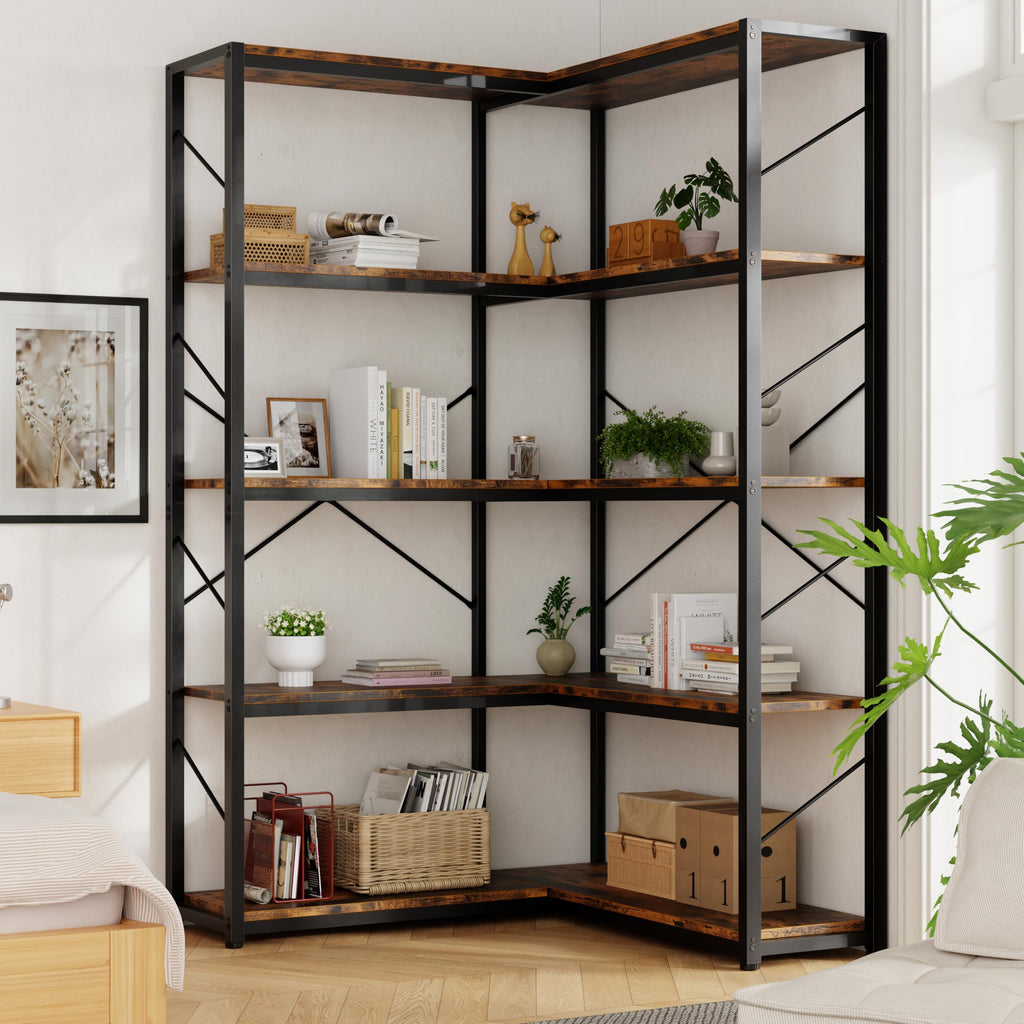 5 Tier L Shaped Corner Bookshelf N17777
