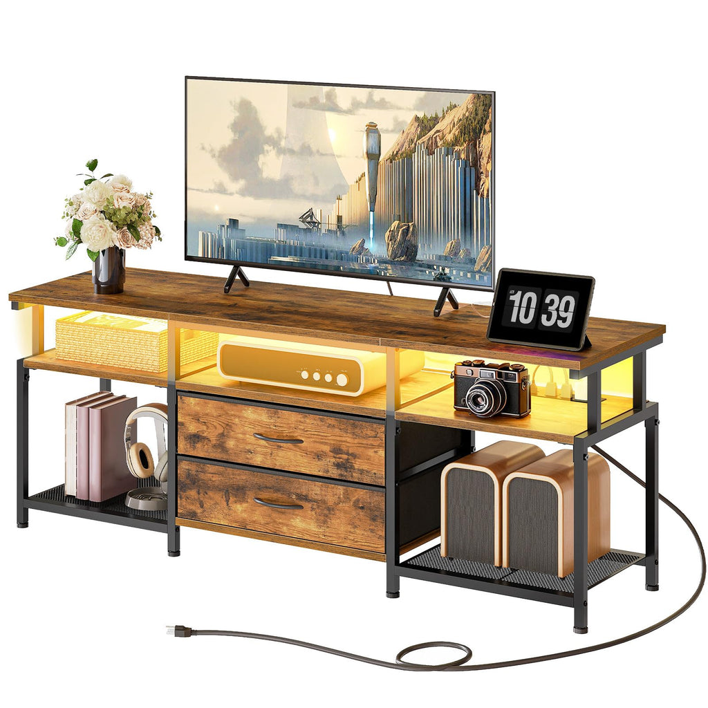 TV Stand with Power Outlet and LED Light D973169