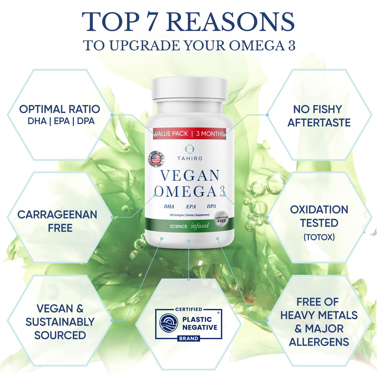 Vegan Omega-3 Softgels with DPA, DHA & EPA, 1000mg B9142