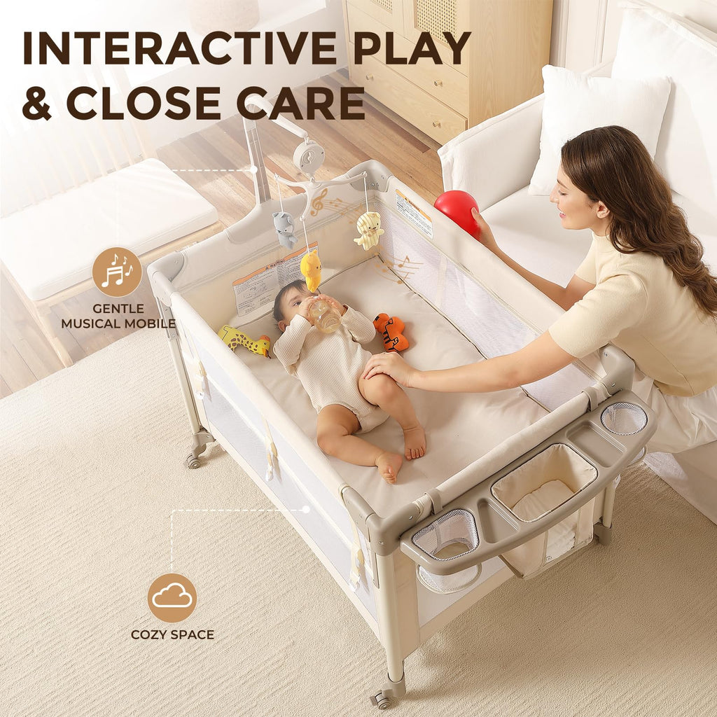 4-in-1 Bassinet Changing Table Portable Crib N414