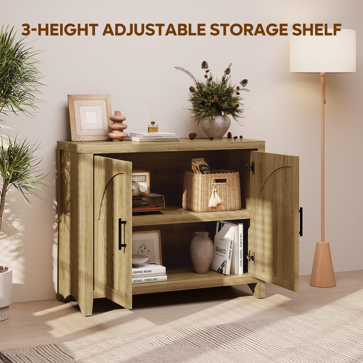 37" Fluted Sideboard Buffet Cabinet with Storage B574384