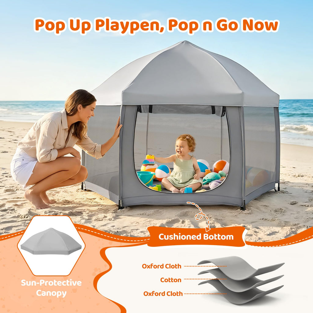 Portable Pop Up Playpen with Canopy O8402
