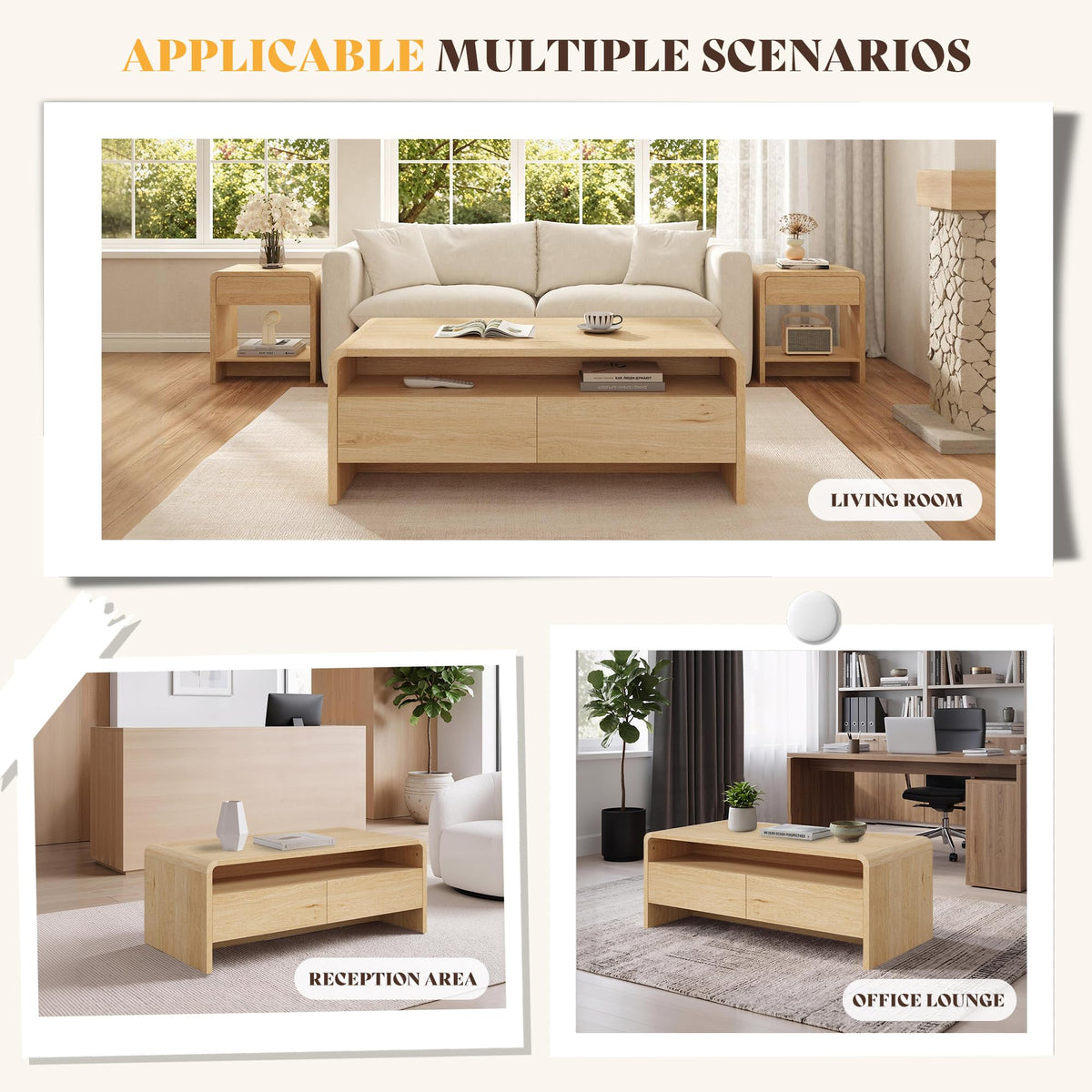 3-Piece Coffee Table Set with 2 End Tables U604673