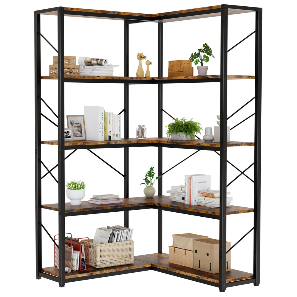 5 Tier L Shaped Corner Bookshelf N17777