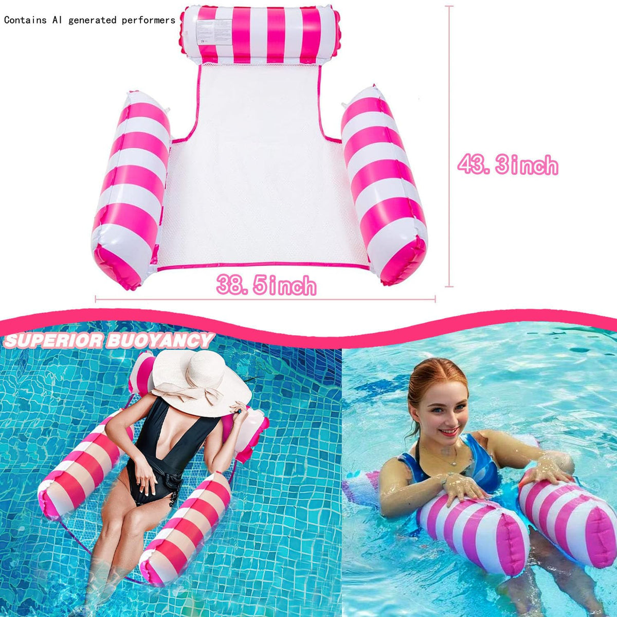 2 Pack Inflatable Pool Floats Chair Bed Hammock L191