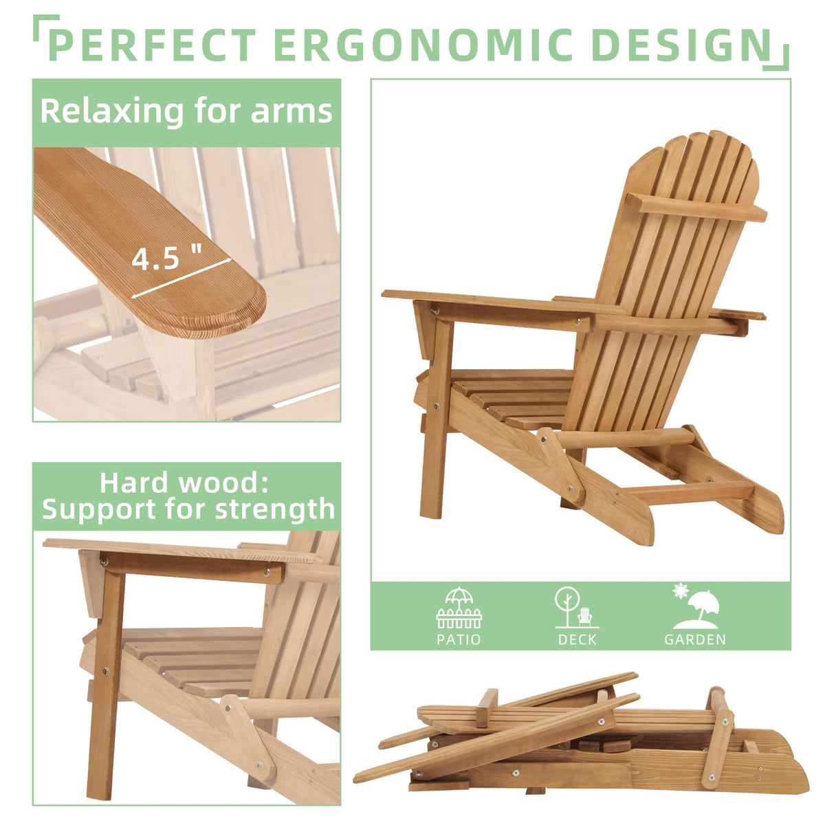 Wooden Folding Adirondack Chair Set of 2 Z317