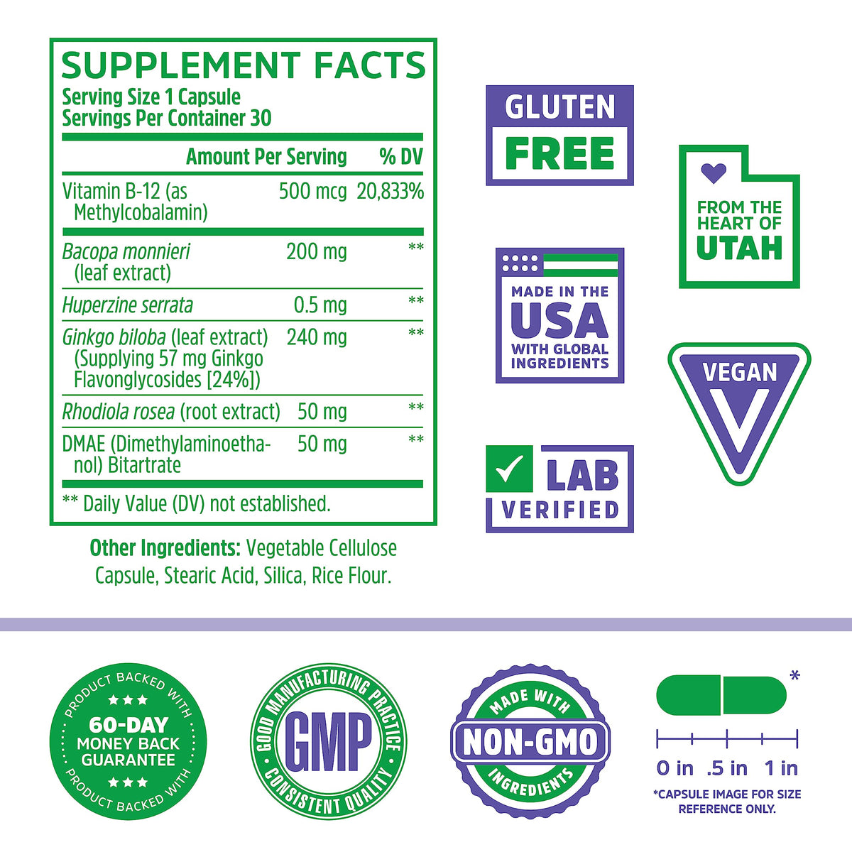 Brain Vitamins 30 Veggie Capsules T250
