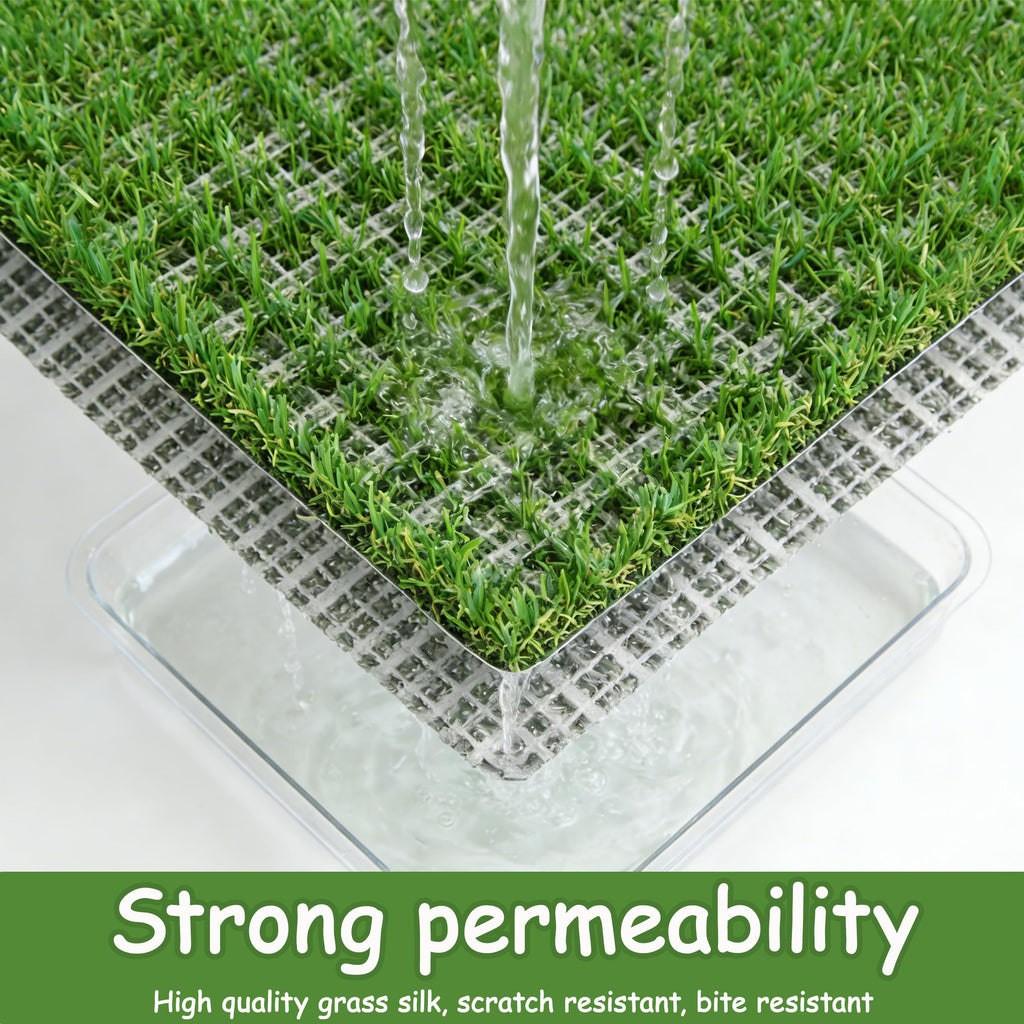 Dog Grass Pad with Tray, 30" X 20", with 2 Reusable Grass Pads H712518