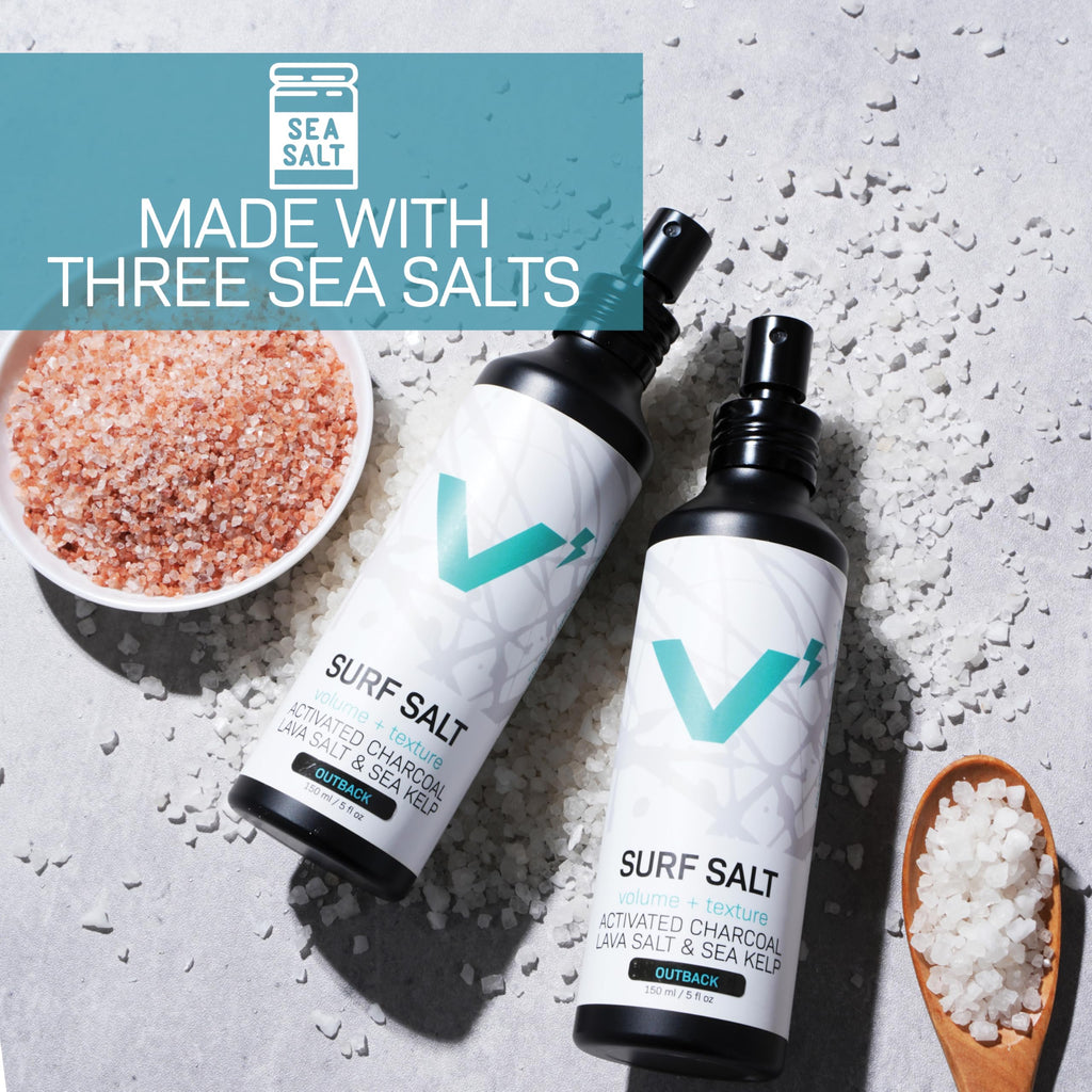 Sea Salt Spray for Men, Hair & Beard Volumizing Texture Spray with Activated Charcoal, Sea Kelp & Green Tea, Fragrance Free Refill, 30 Fl Oz I701398
