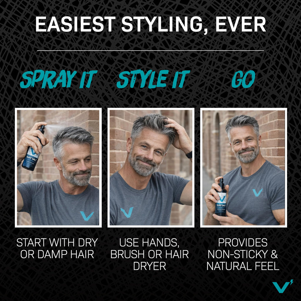 Sea Salt Spray for Men, Hair & Beard Volumizing Texture Spray with Activated Charcoal, Sea Kelp & Green Tea, Fragrance Free Refill, 30 Fl Oz I701398