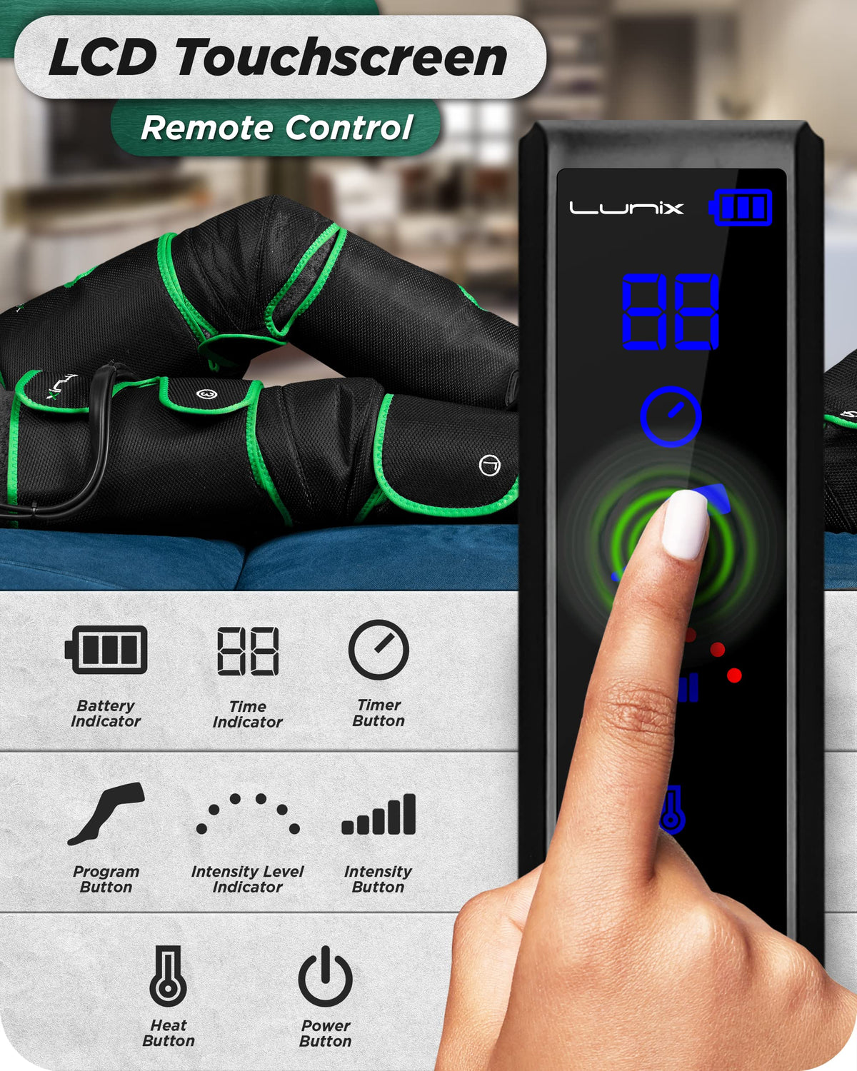 Cordless Compression Leg Massager with Heat & Cold Therapy J434648