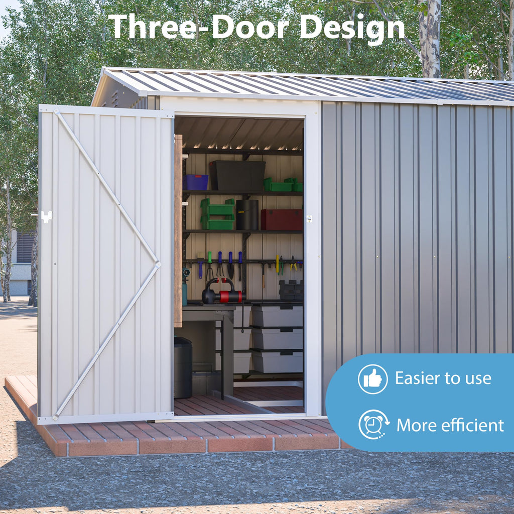 10x14 FT Light Gray Metal Storage Shed N853711