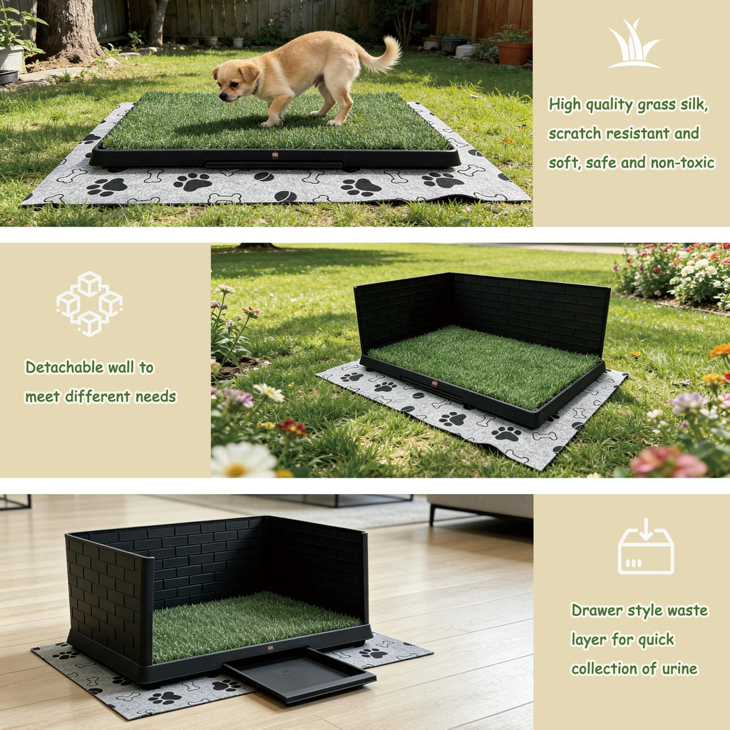 Dog Grass Pad with Tray, 30" X 20", with 2 Reusable Grass Pads H712518