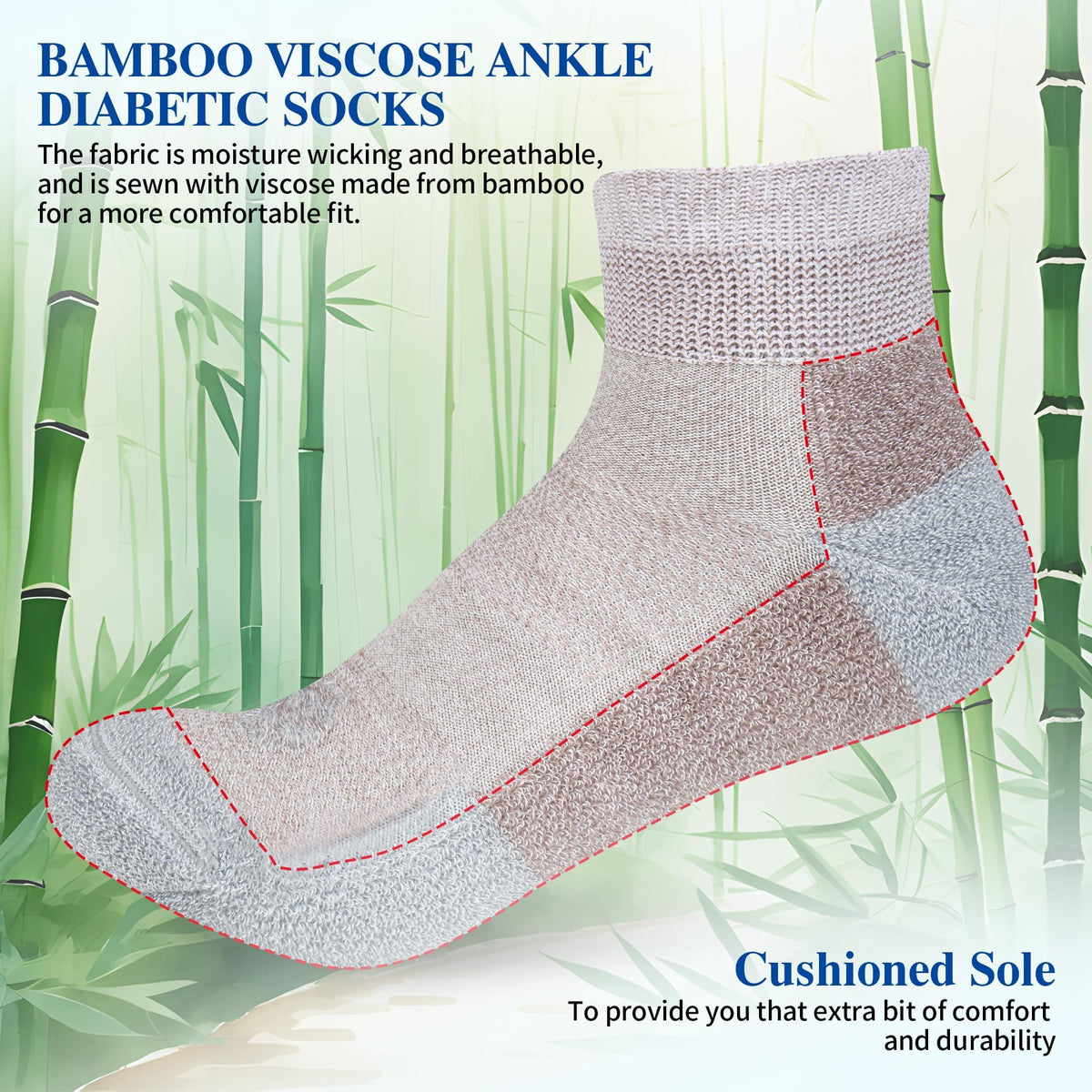 Diabetic Socks for Men, 10 Pairs Ankle & Low Cut Size 9-15 T390