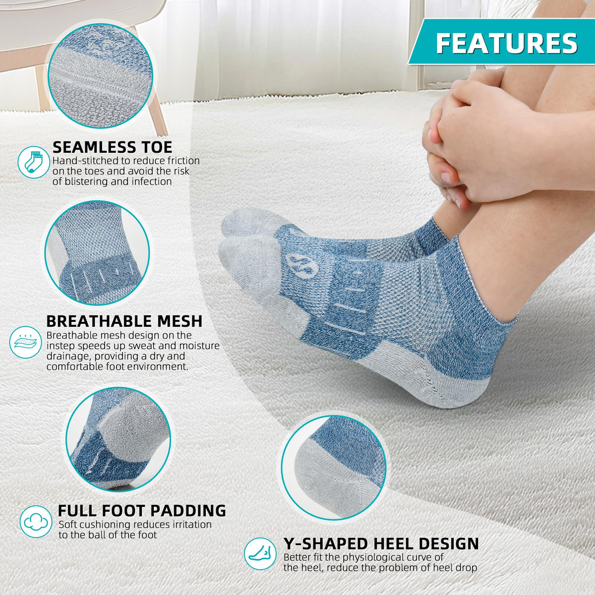 Diabetic Socks for Men, 10 Pairs Ankle & Low Cut Size 9-15 T390