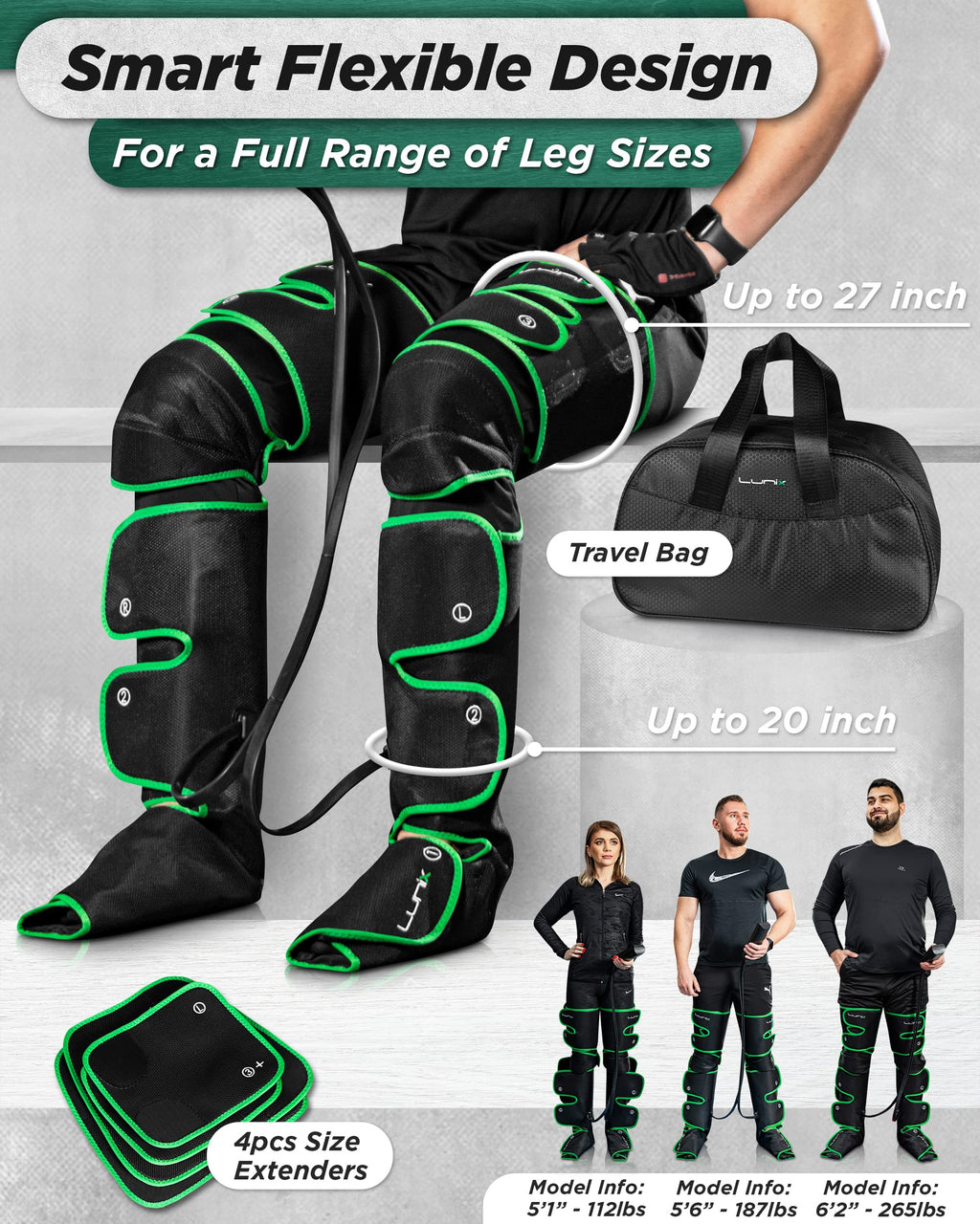 Cordless Compression Leg Massager with Heat & Cold Therapy J434648