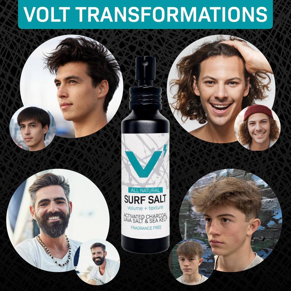 Sea Salt Spray for Men, Hair & Beard Volumizing Texture Spray with Activated Charcoal, Sea Kelp & Green Tea, Fragrance Free Refill, 30 Fl Oz I701398