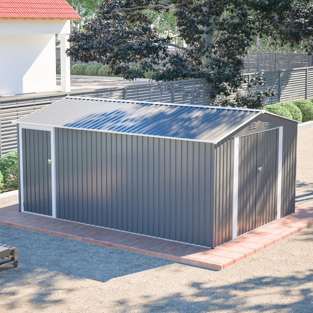 10x14 FT Light Gray Metal Storage Shed N853711