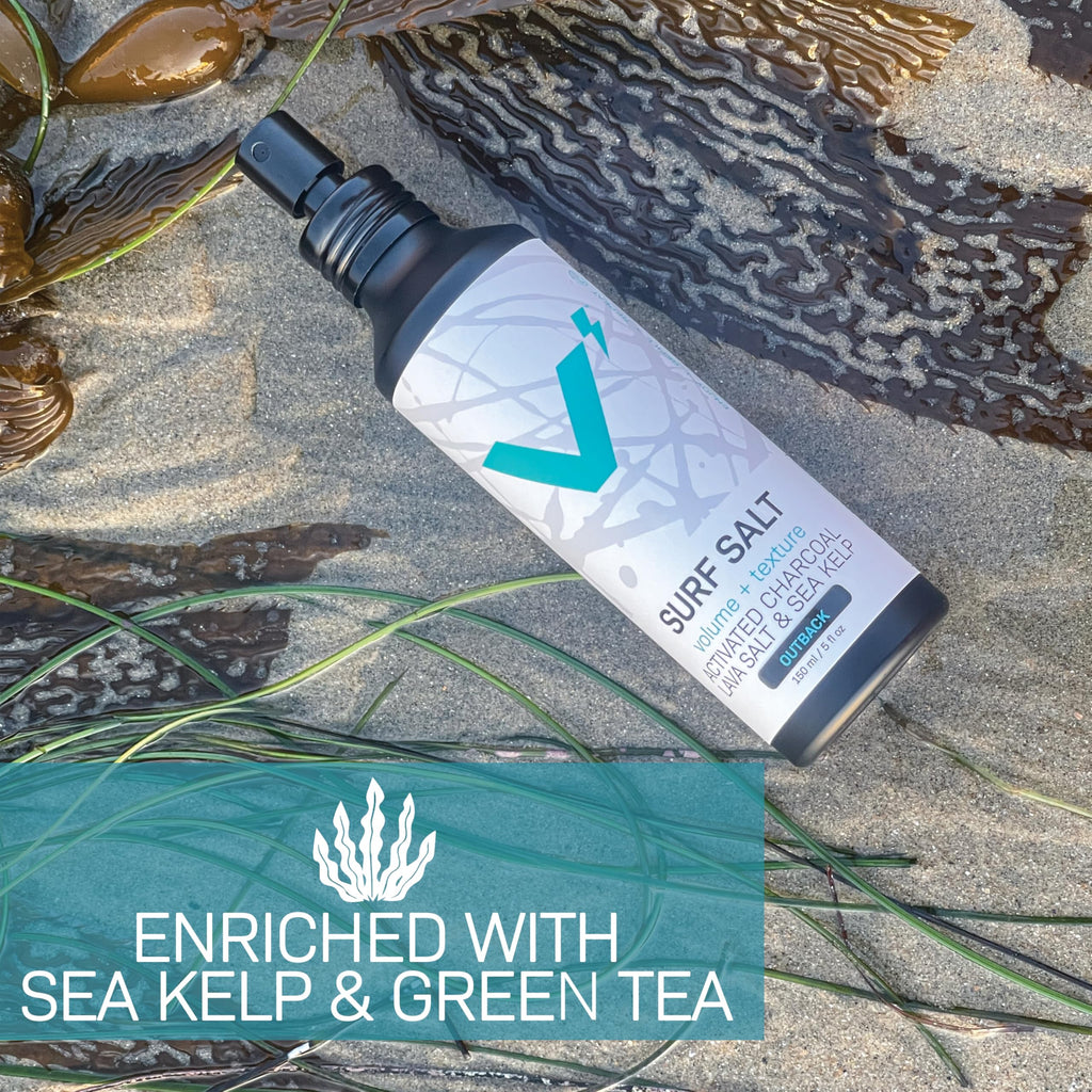 Sea Salt Spray for Men, Hair & Beard Volumizing Texture Spray with Activated Charcoal, Sea Kelp & Green Tea, Fragrance Free Refill, 30 Fl Oz I701398