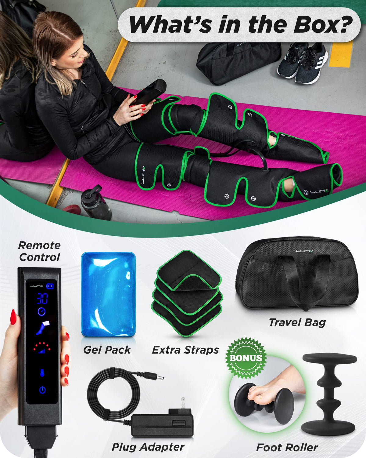 Cordless Compression Leg Massager with Heat & Cold Therapy J434648