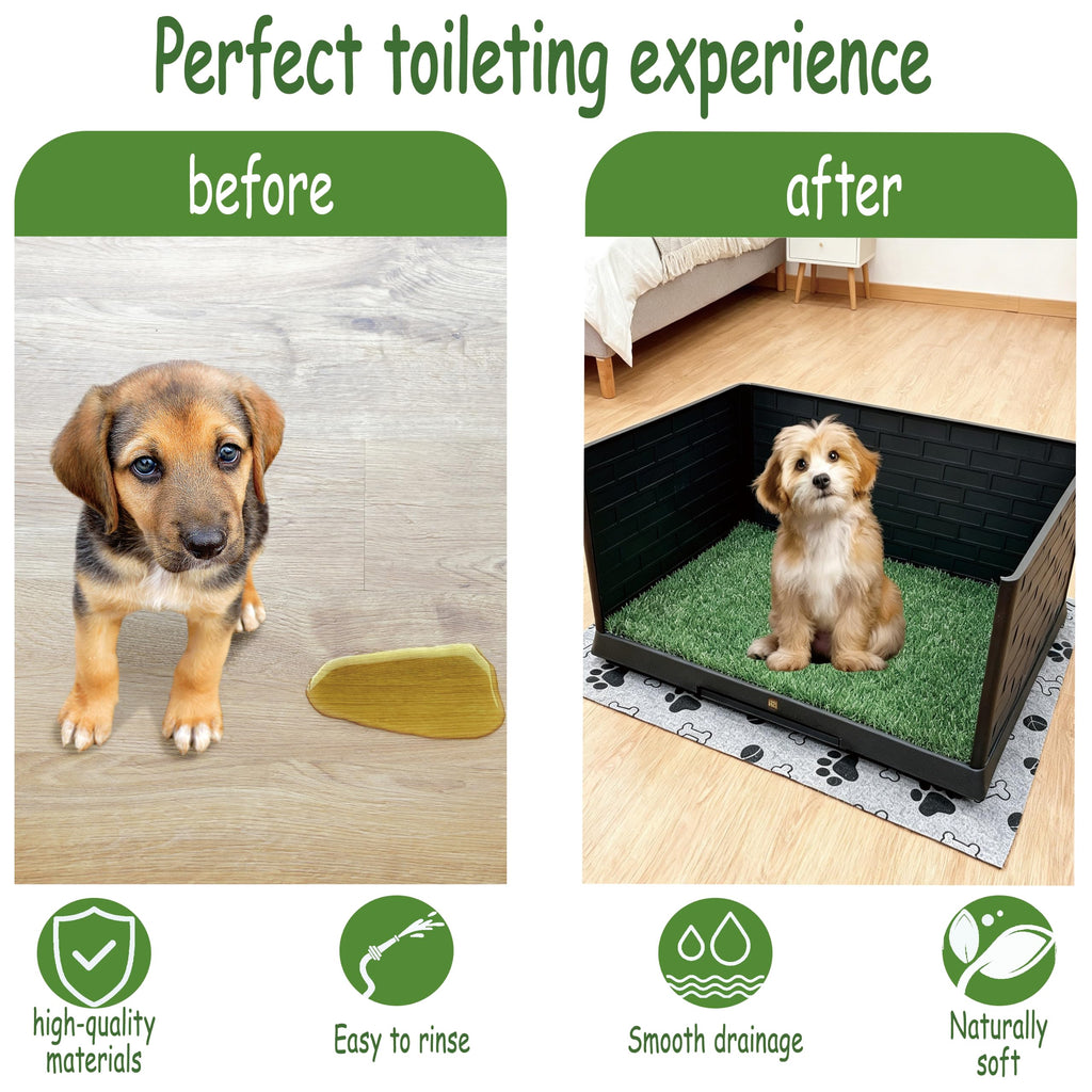 Dog Grass Pad with Tray, 30" X 20", with 2 Reusable Grass Pads H712518